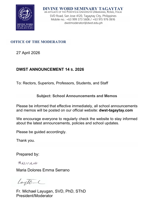 DWST Announcement 14 s. 2026