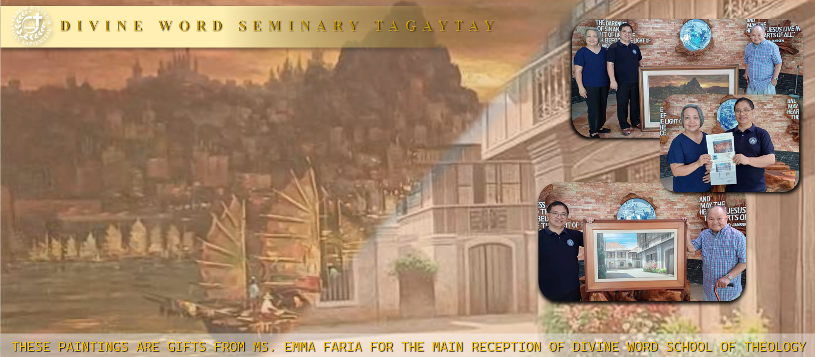 These paintings are gifts from ms. emma faria for the main reception of  divine word school of theology